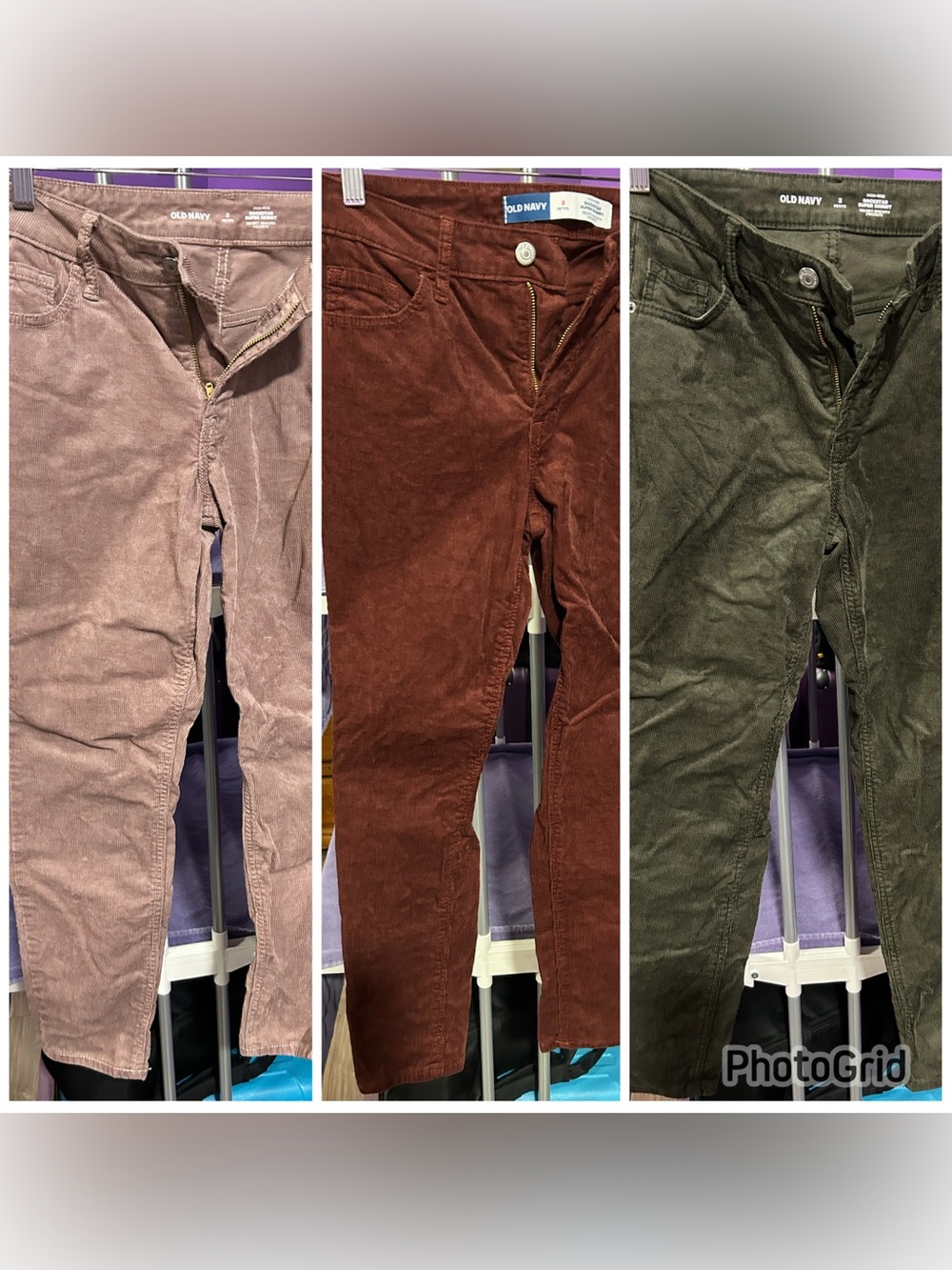 Lot of 3 Old Navy High Rise Rockstar Skinny Corduroy Jeans Rust Olive Pinkish